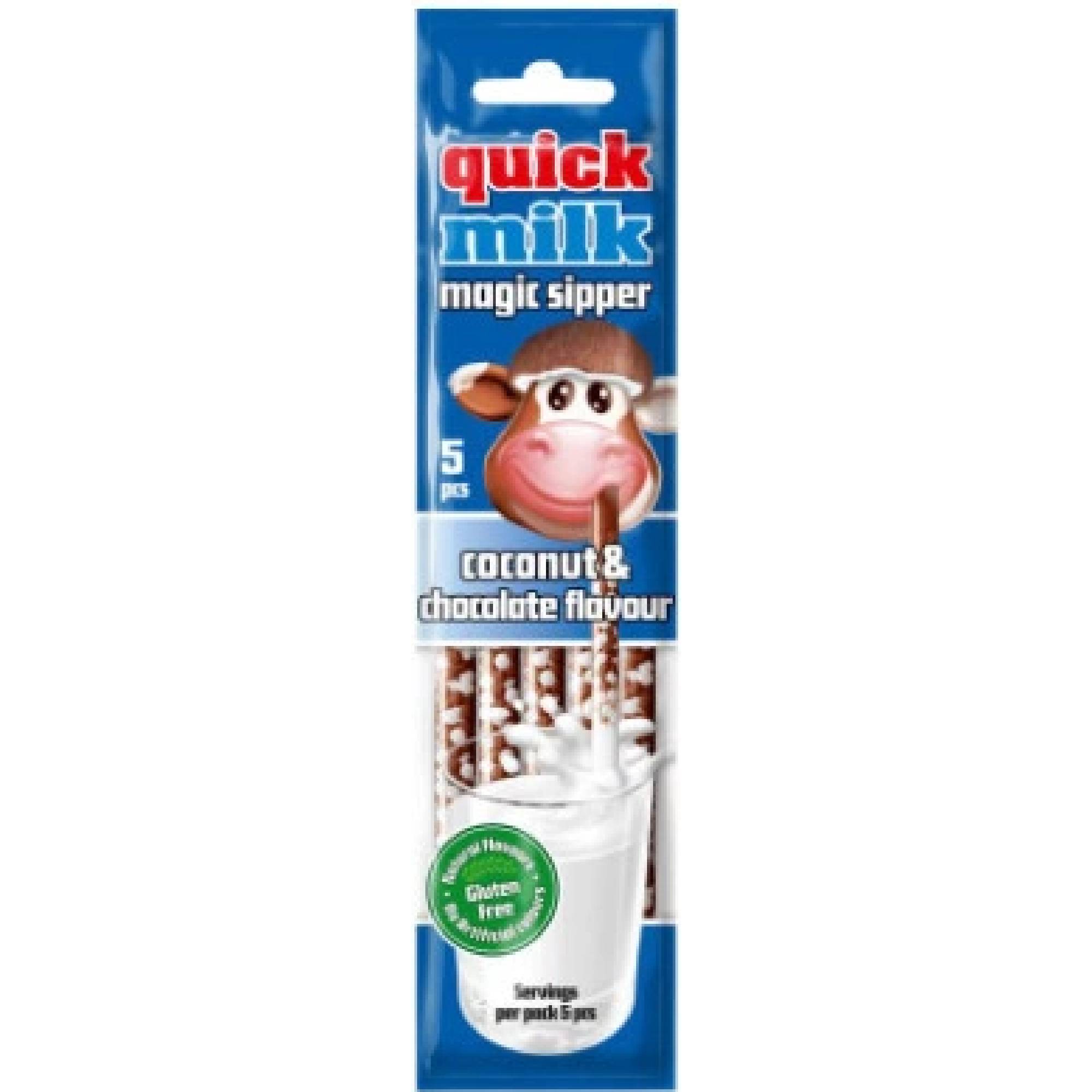 Levně Quick Milk Magická brčka do mléka příchuť čokoláda a kokos 30 g