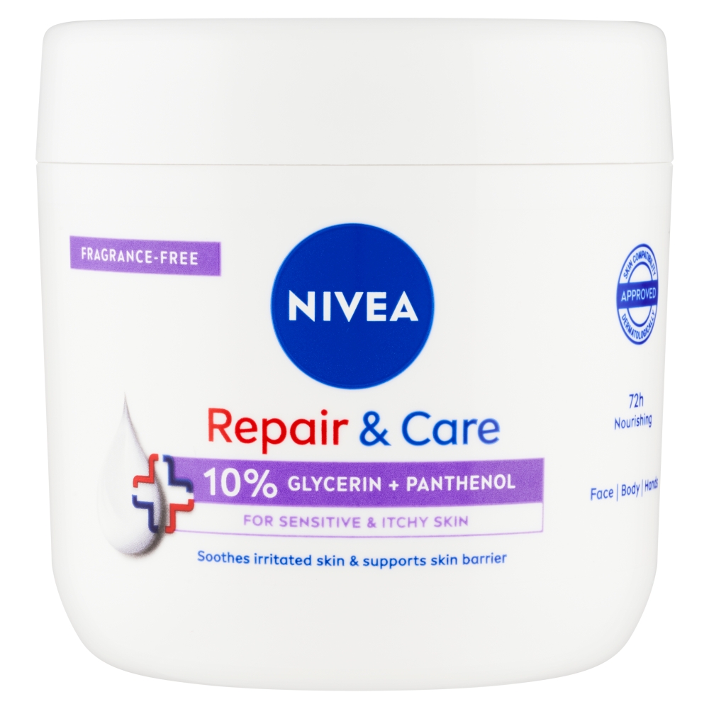 Levně Nivea Hydratační tělový krém pro citlivou pokožku Repair & Care 400 ml