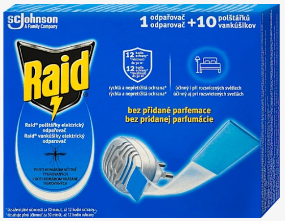 Raid Elektrický proti komárům se suchou náplní 10 ks