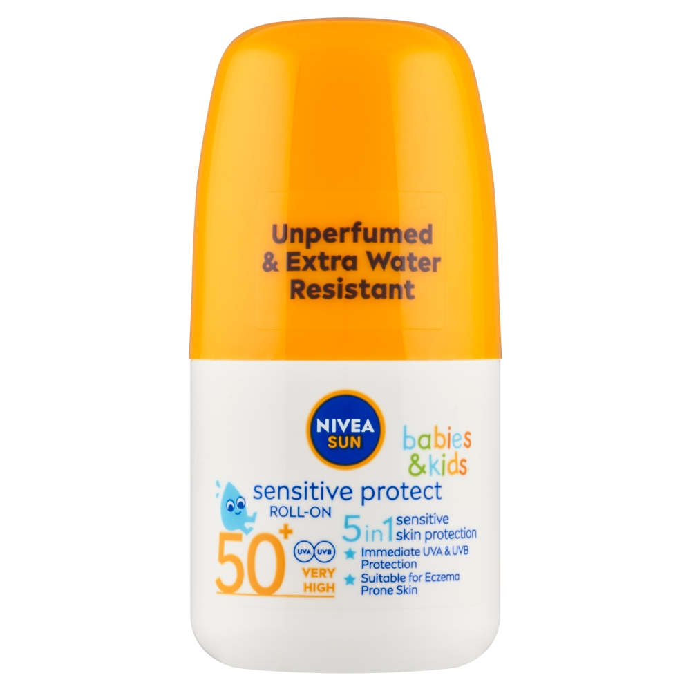 Levně Nivea Sun Protect & Sensitive dětské mléko na opalování v kuličce SPF50+ 50 ml
