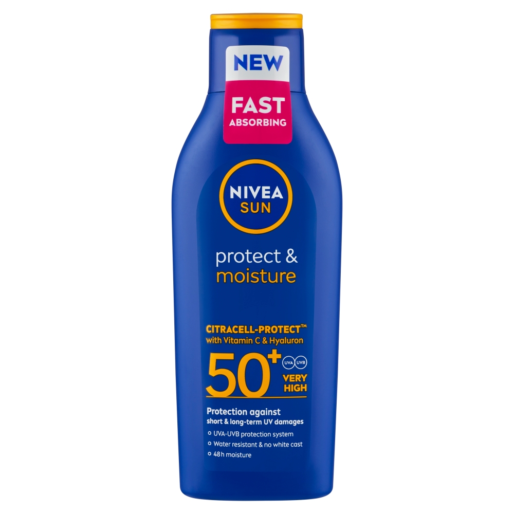 NIVEA SUN Protect & Moisture hydratační mléko na opalování SPF 50+ 200 ml