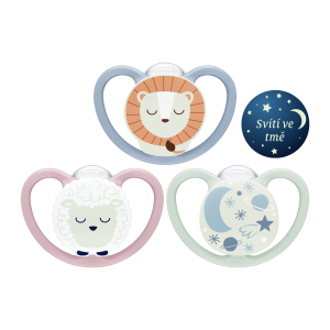 NUK Space Night 6-18 m dudlík Girl 2 ks