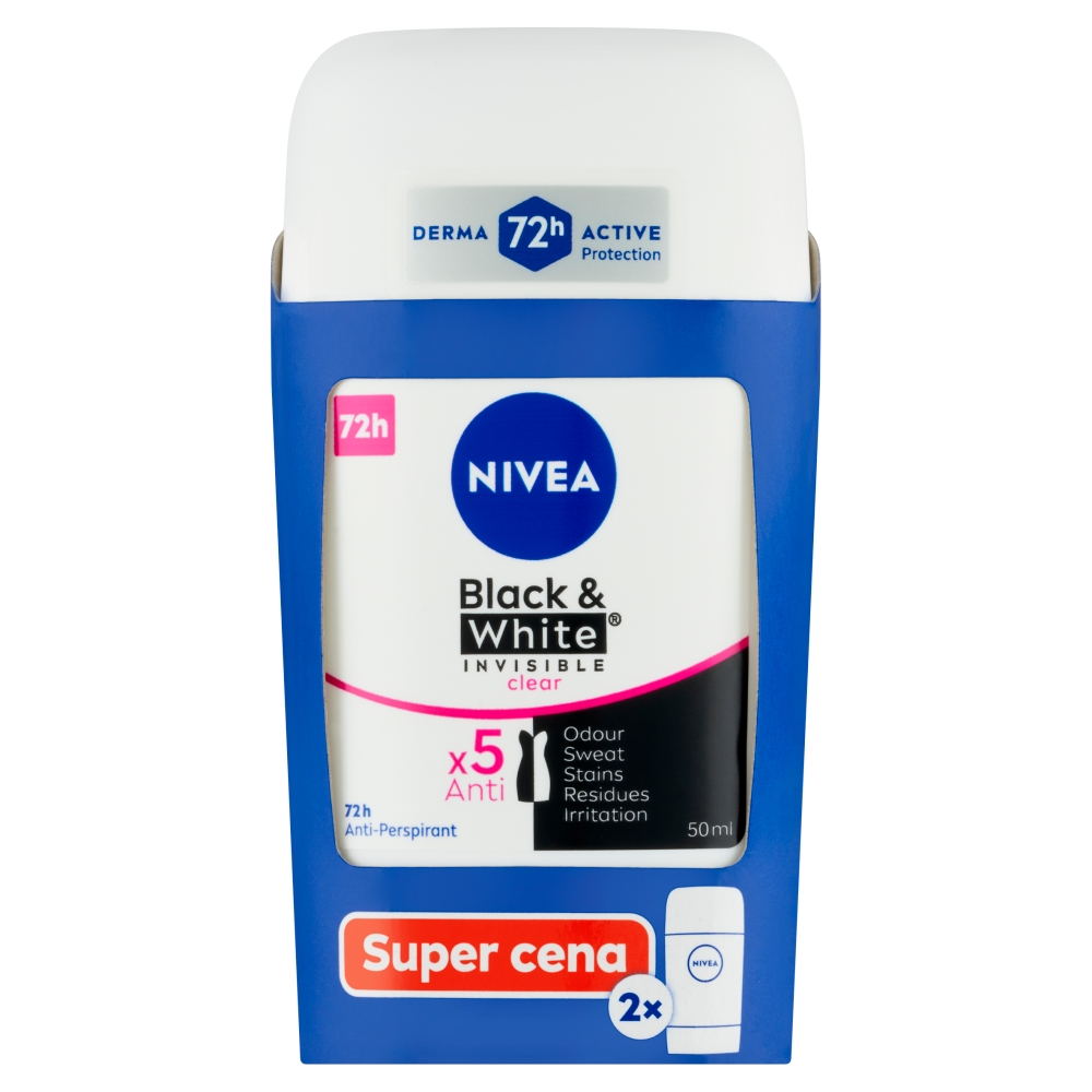 Nivea tuhý AP (2x50ml/bal) B&W Inv Clear