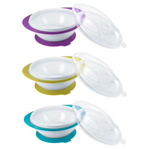 NUK Easy Learning Dětská miska se 2 víčky a přísavkou modrá