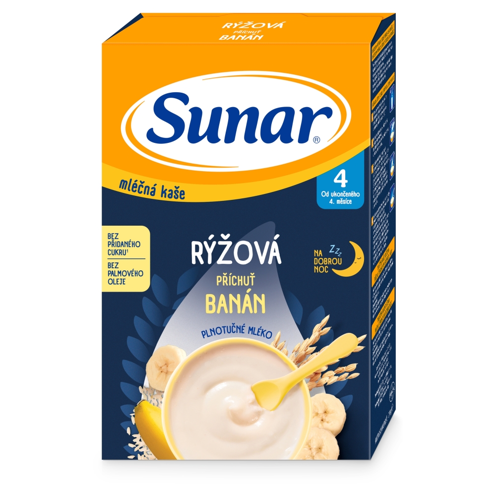 Sunar mléčná kaše 210g rýž banán 4m