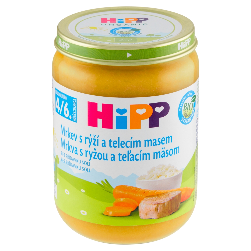 HiPP BIO Mrkev s rýží a telecím masem