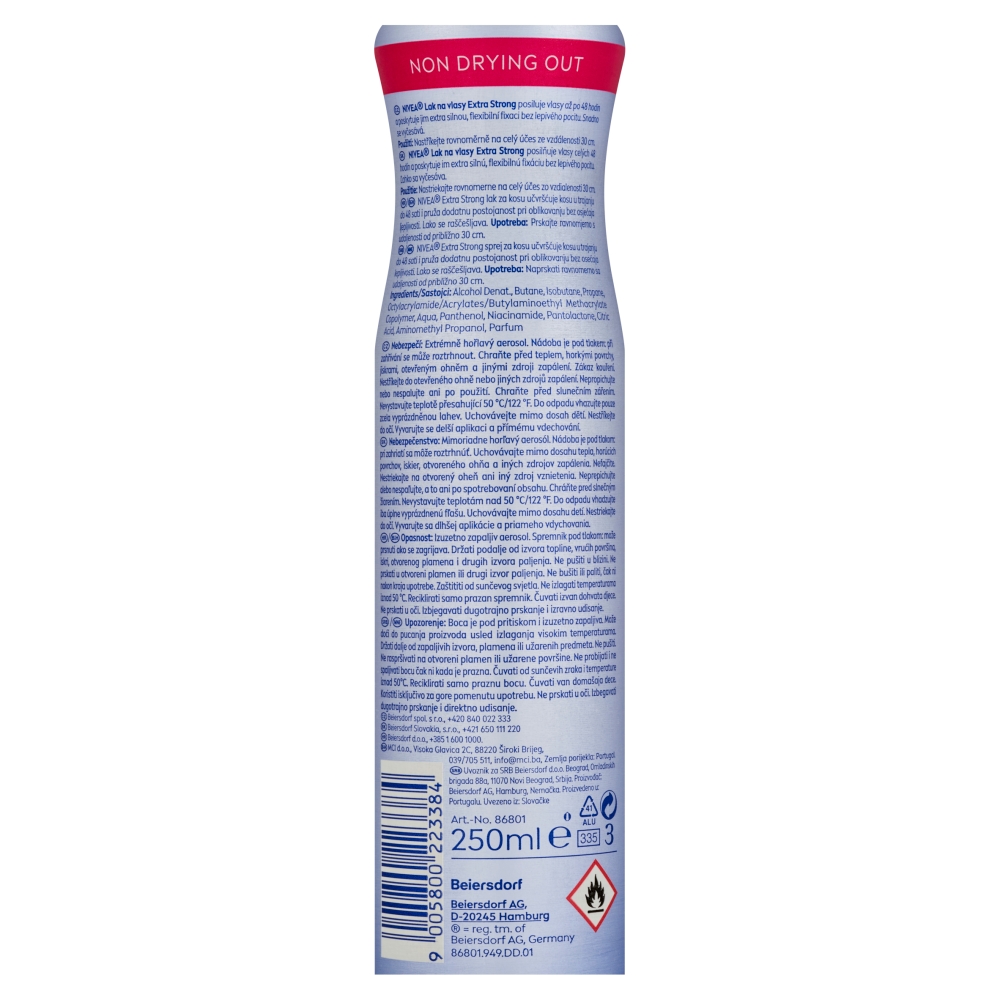 NIVEA lak na vlasy 250ml Extra tužící