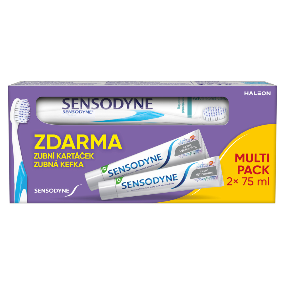 Sensodyne zubní pasta 2x75ml Extra Whitening  1ks kartáček Gráti