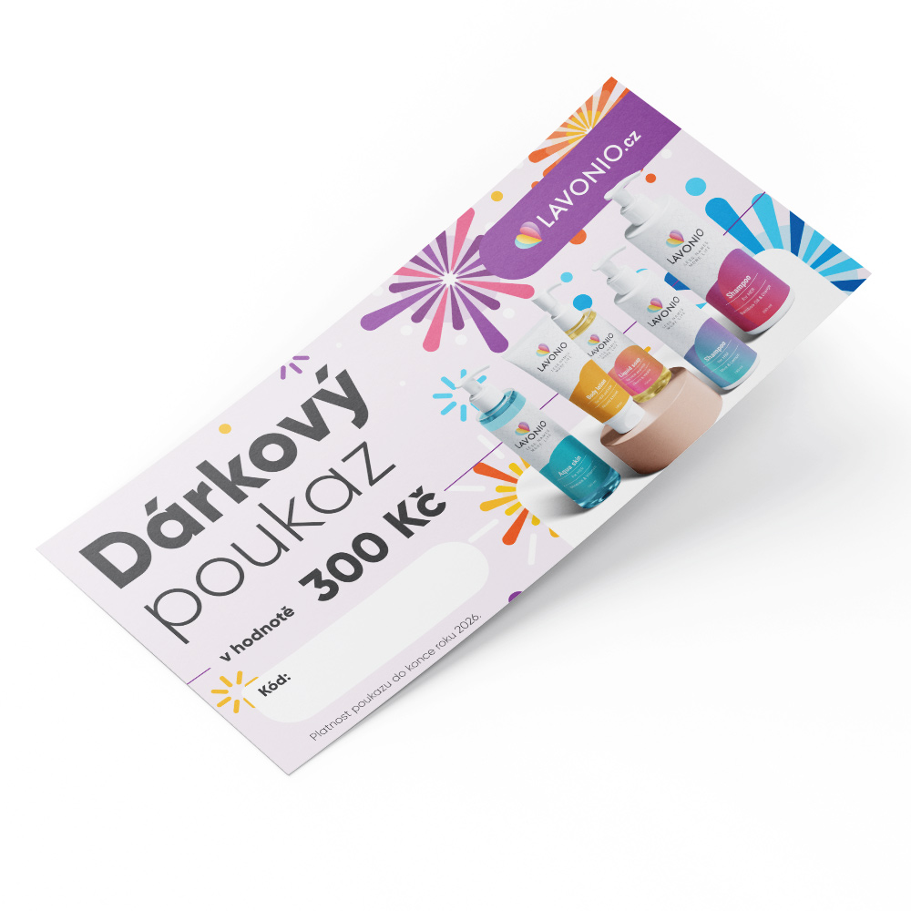 Dárkové poukazy Poukaz v hodnotě: 300 Kč
