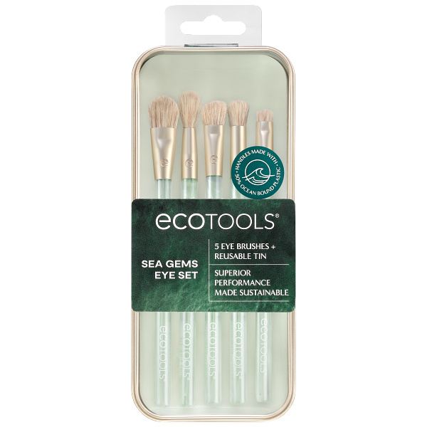 ECOTOOLS Sea Gems sada štětců na oči  plechové pouzdro