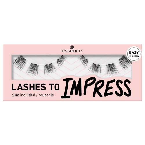 essence LASHES TO IMPRESS umělé řasy s lepidlem 8 ks