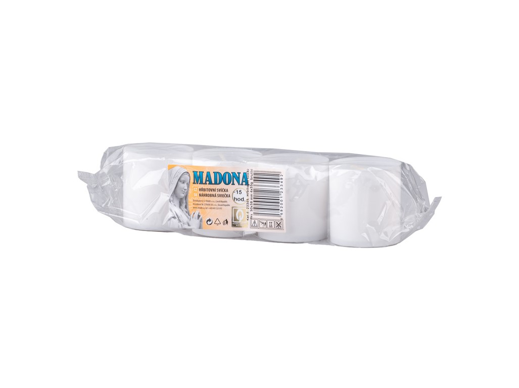 Lisované hřbitovní svíčky Madona, bílá, 4x55 g