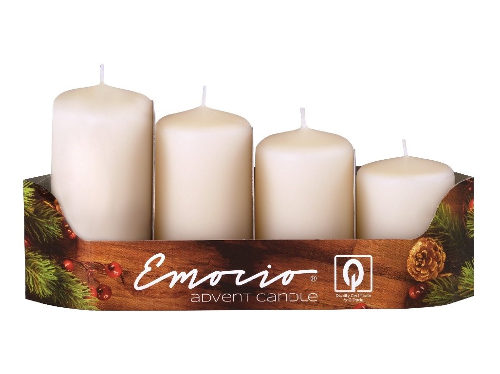 Emocio adventní stupně 4ks 40mm sl. kost svíčky