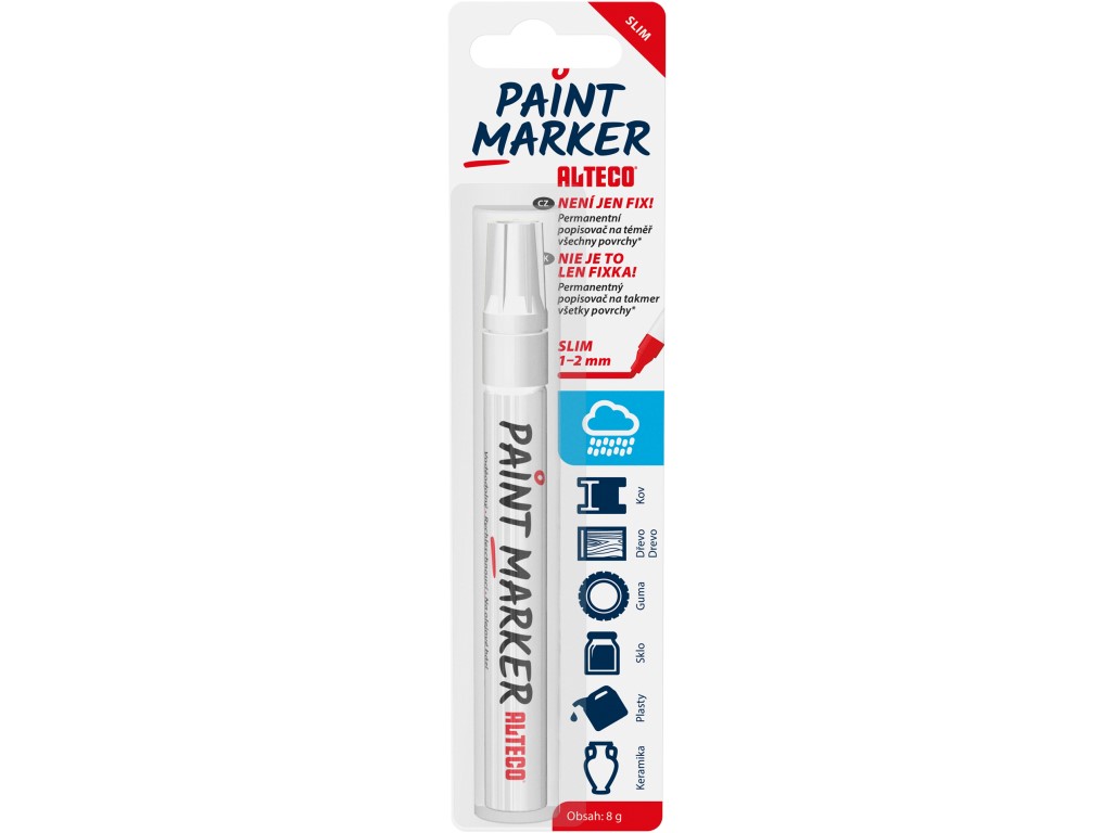 ALTECO permanentní popisovač Paint Marker SLIM bílý