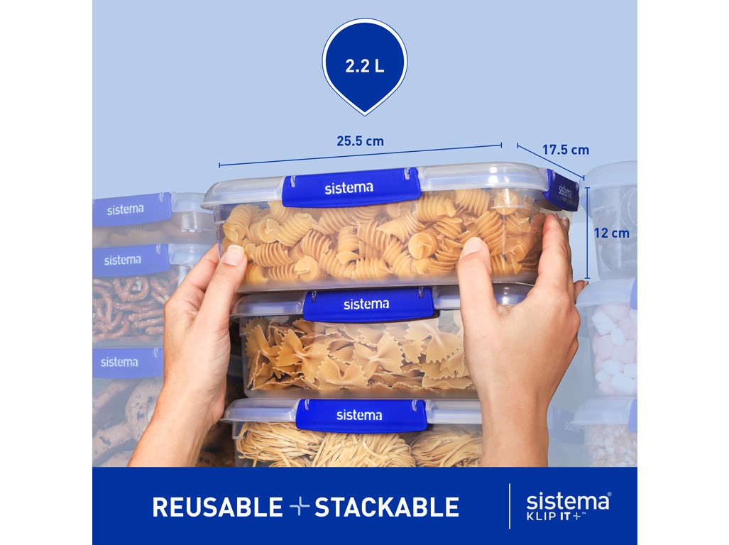 SISTEMA Klip It Plus Krabička na potraviny 4 klipy 2,2 l