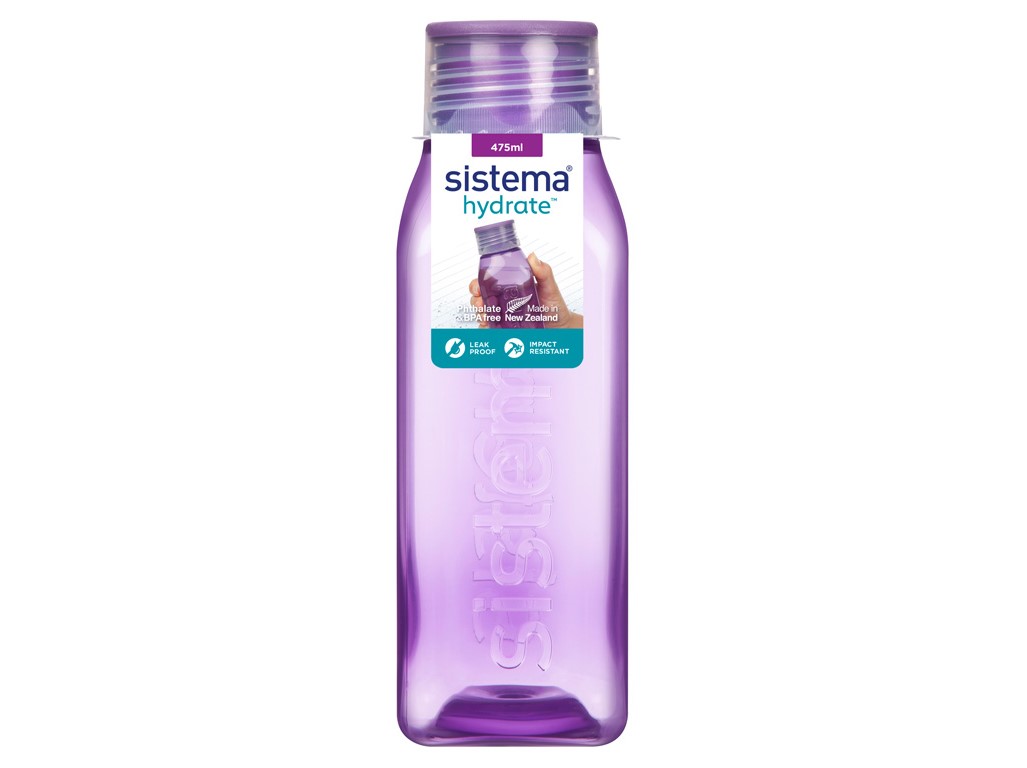 Sistema Hranatá láhev se šroubovacím víčkem Hydrate Square 475 ml, fialová