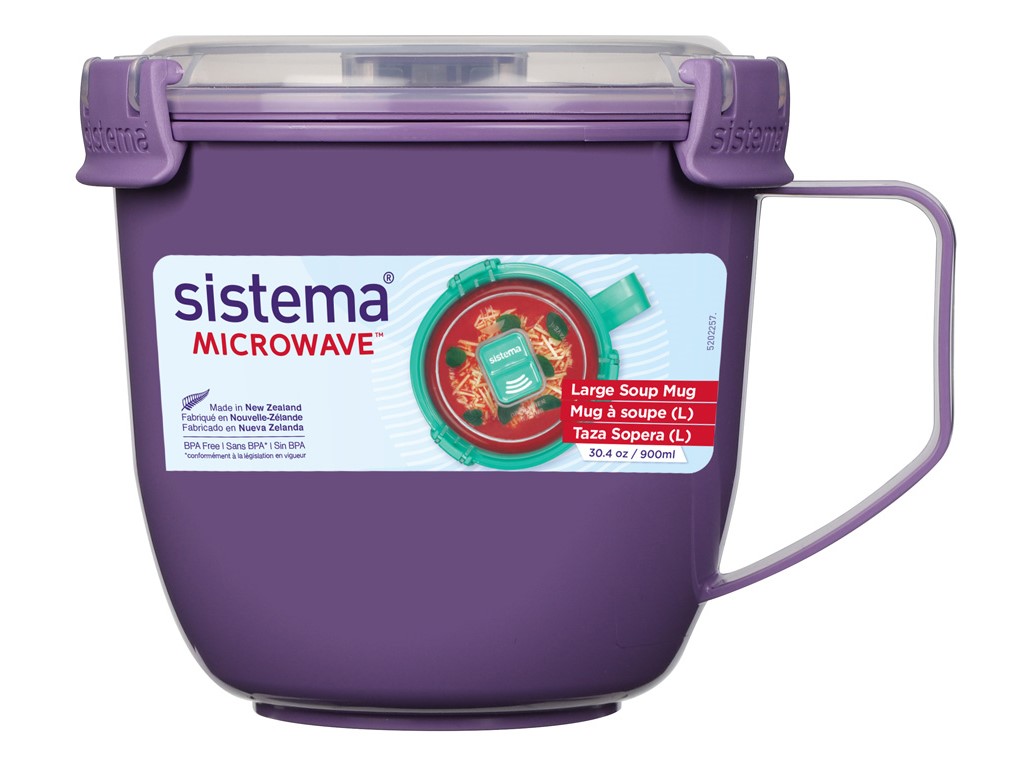 Sistema Hrnek na polévku a dušené pokrmy Microwave Large Soup Mug 900 ml 900 ml, fialová