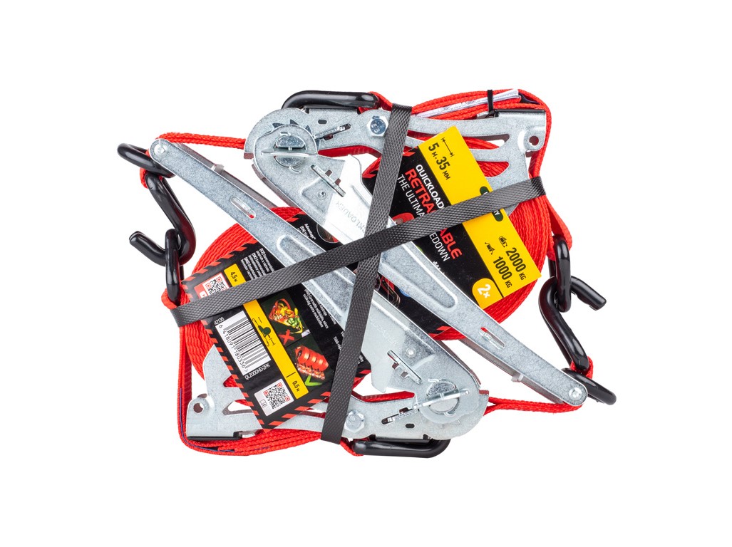 Quickloader Samonavíjecí popruh Retractable 2000 kg, 5m (0,5m+4,5m) x 35mm, 2ks