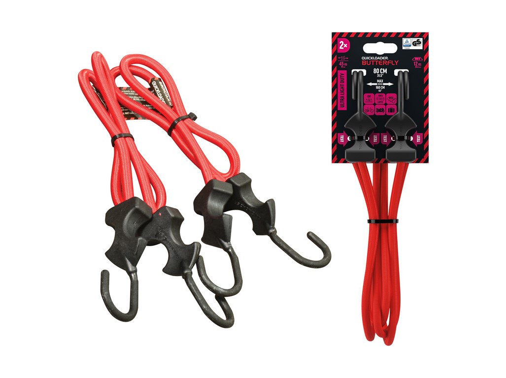Quickloader Upínací guma Bungee Butterfly 45 kg, 80 cm x 8 mm, 2 ks