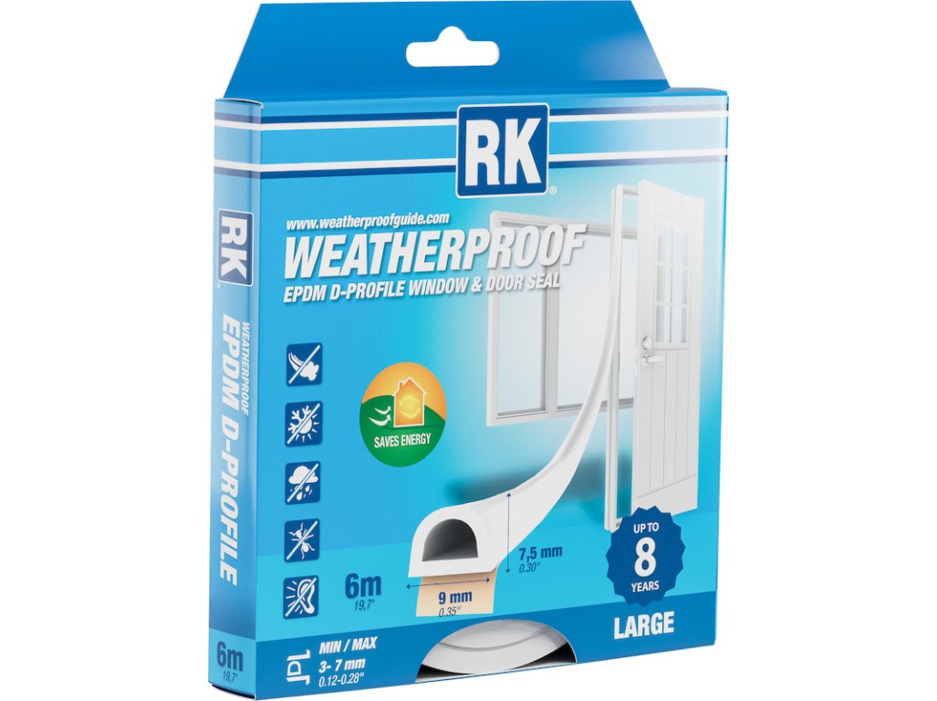 Těsnění oken a dveří EPDM – D-profil, bílá 6 m