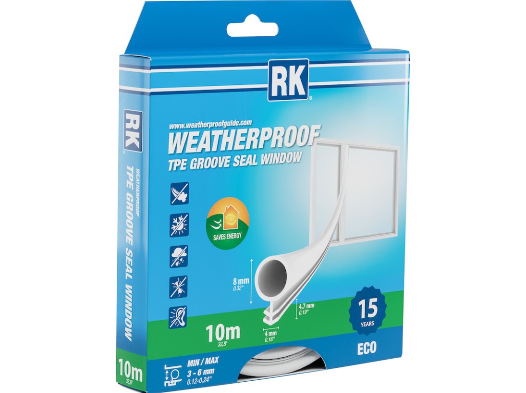 Drážkové těsnění pro okna – O-profil, bílá 8 mm 10 m