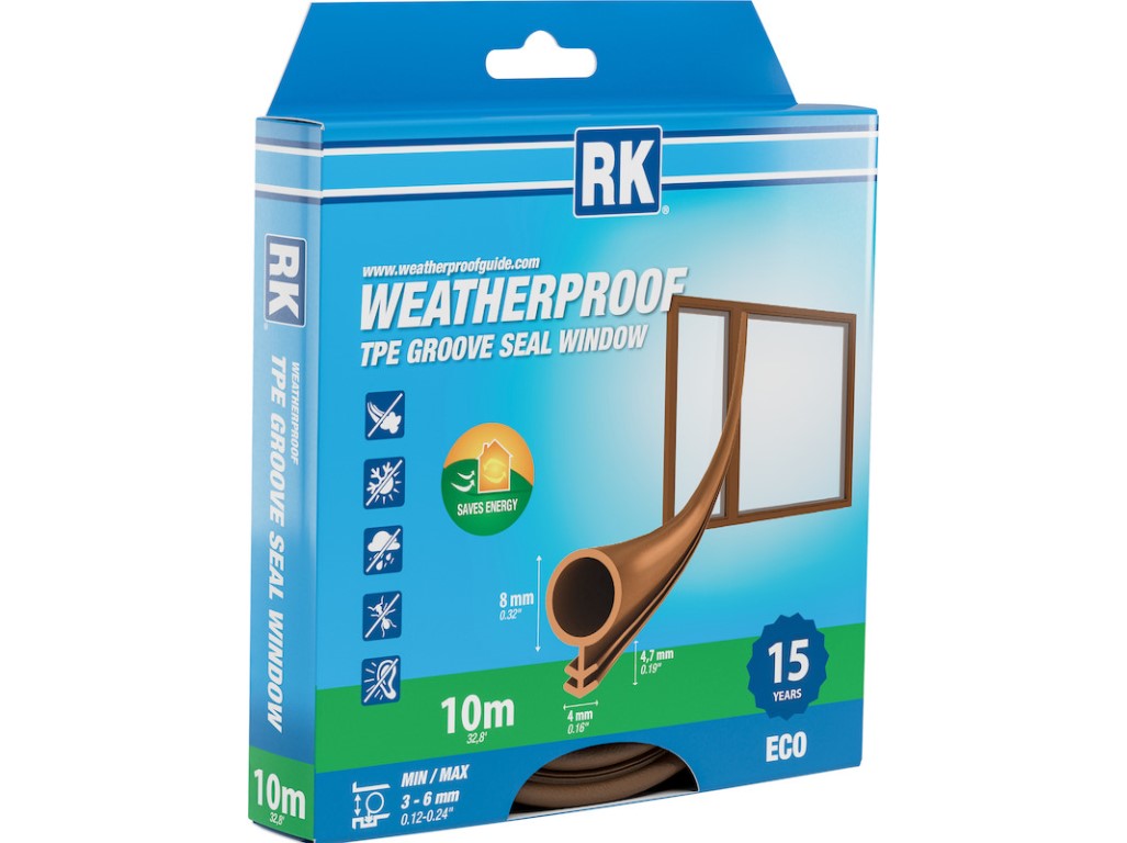 Drážkové těsnění pro okna – O-profil, hnědá 8 mm 10 m