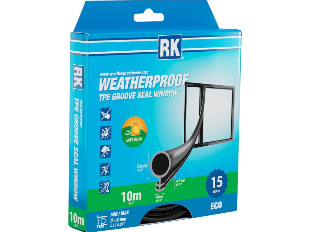 Drážkové těsnění pro okna – O-profil, černá 8 mm 10 m