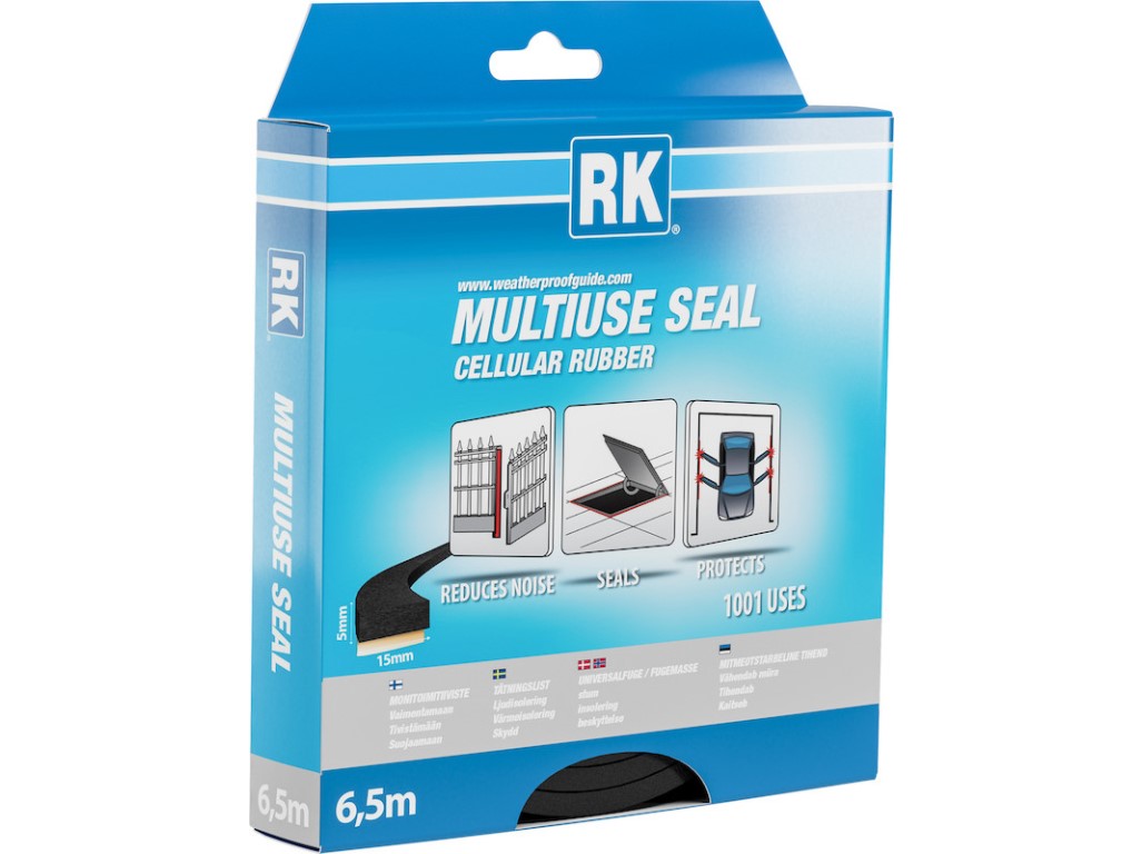 Víceúčelové samolepicí těsnění RK, černá 5 x 15 mm 6.5 m