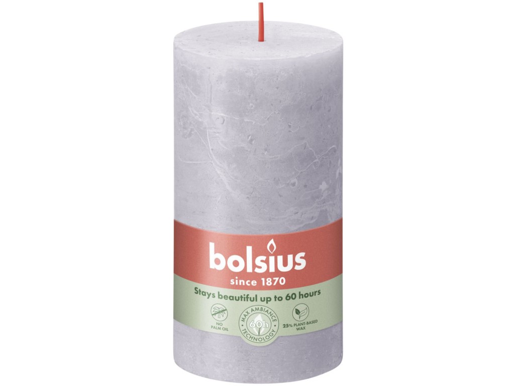 Bolsius Rustic Shine Válec 68×130 mm – Frosted Lavender (fialová)