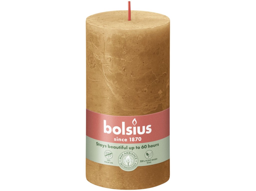 Bolsius Rustic Shine válec 68x190 mm – Spice Brown (hnědá)
