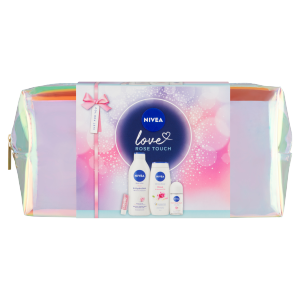 NIVEA dárková sada pro ženy ROSE TOUCH (mléko,sprchový gel,roll on,Labello)