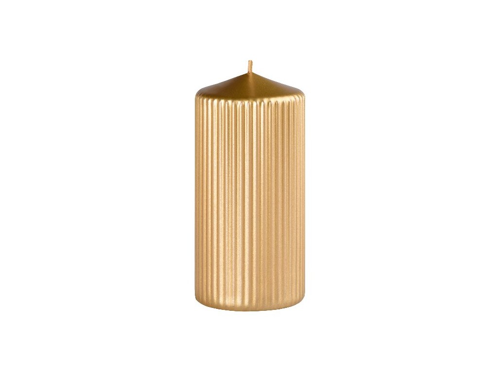 Rýhovaná válec Metal zlatá 65x140mm