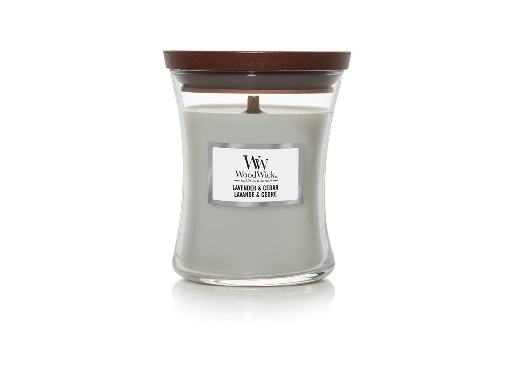 Woodwick Lavender & Cedar svíčka střední