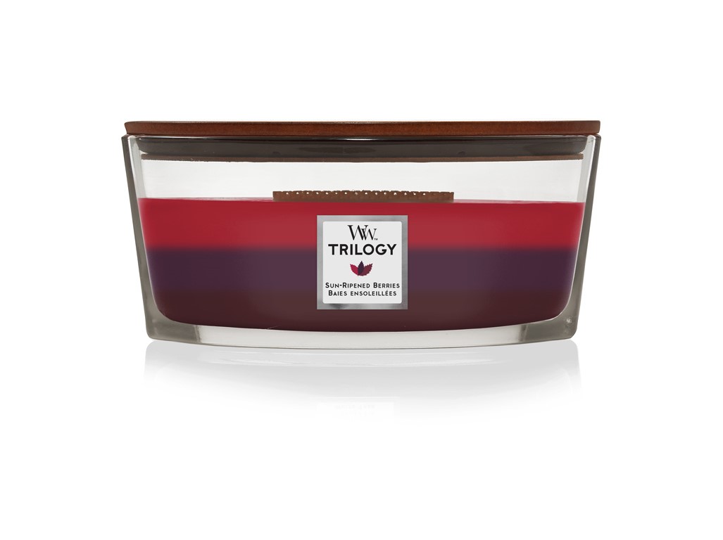 Woodwick Trilogy Sun Ripened Berries svíčka loď