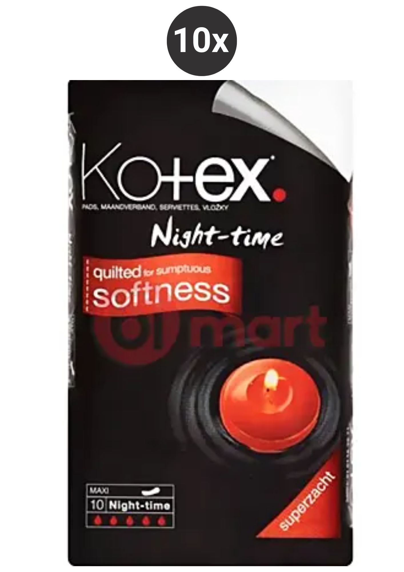 Kotex vložky 10ks Night-time, 10x
