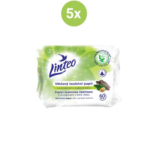 Levně Linteo Vlhčený toaletní papír s dubovou kůrou 5x60ks