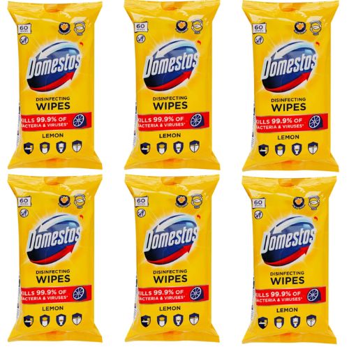 Levně Domestos Hygienické ubrousky Lemon 6x60 ks