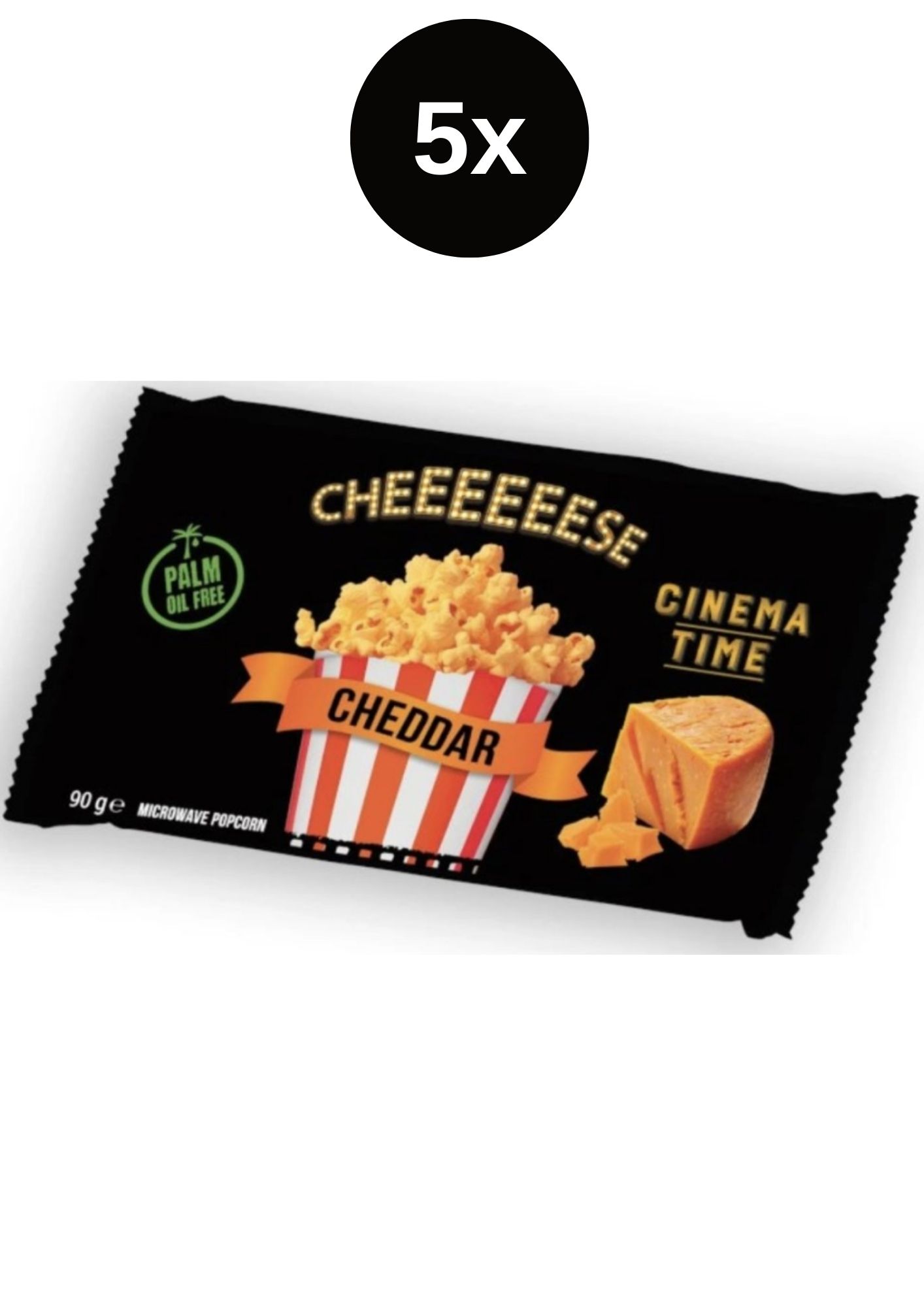 Levně Cinema Time Mikrovlnný popcorn Premium Cheddar 5x90g