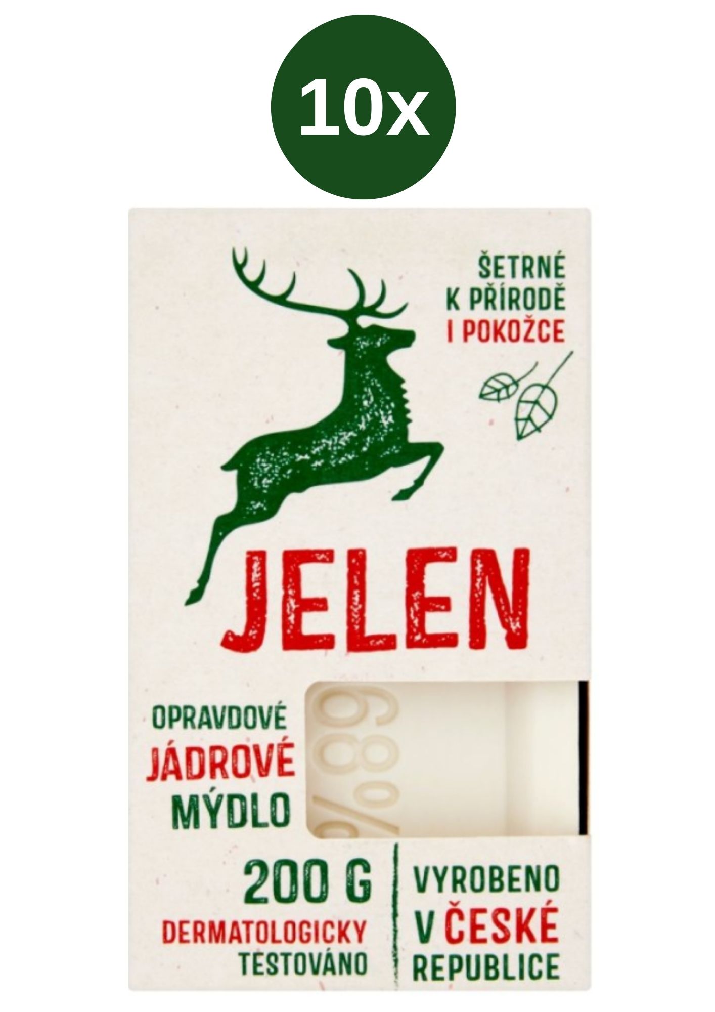 Levně Jelen jádrové mýdlo na praní s jelenem 10x200G