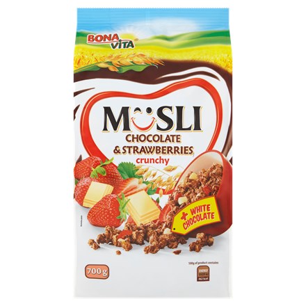 BONAVITA Müsli jahodabílá čokoláda 700 g