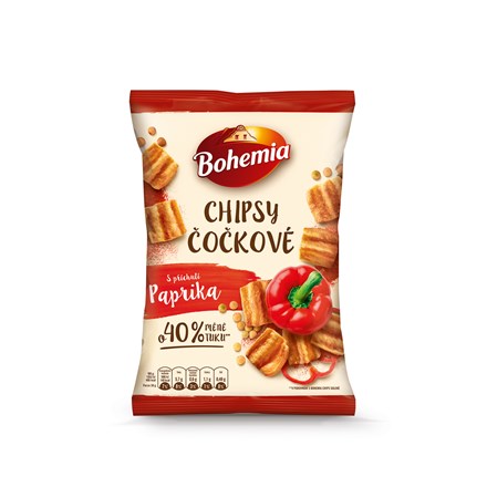 Levně Bohemia Chipsy čočkové s příchutí paprika 10 x 65 g