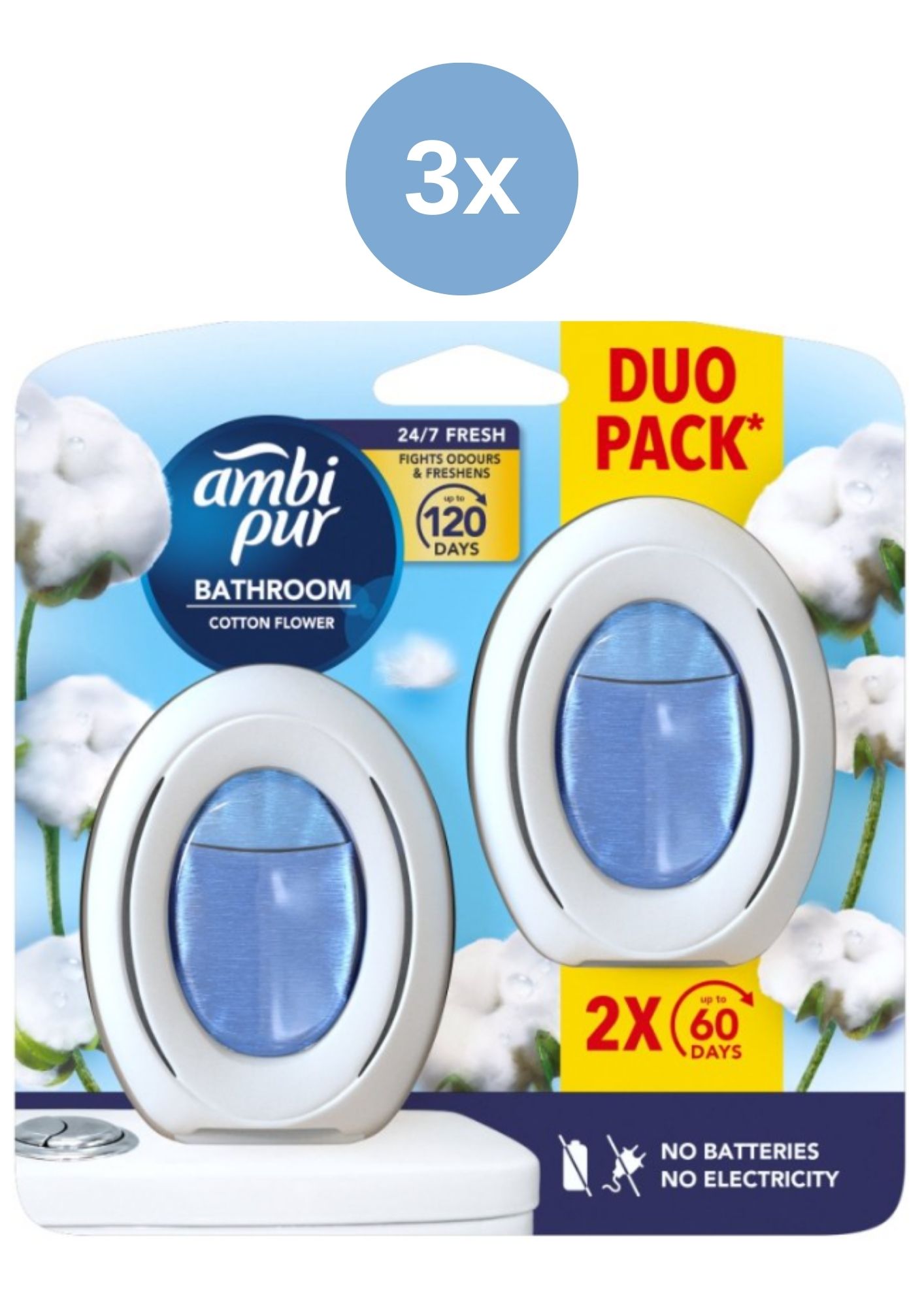 Levně Ambi Pur Bathroom Cotton Fresh Osvěžovač Vzduchu 3x2 ks/bal.