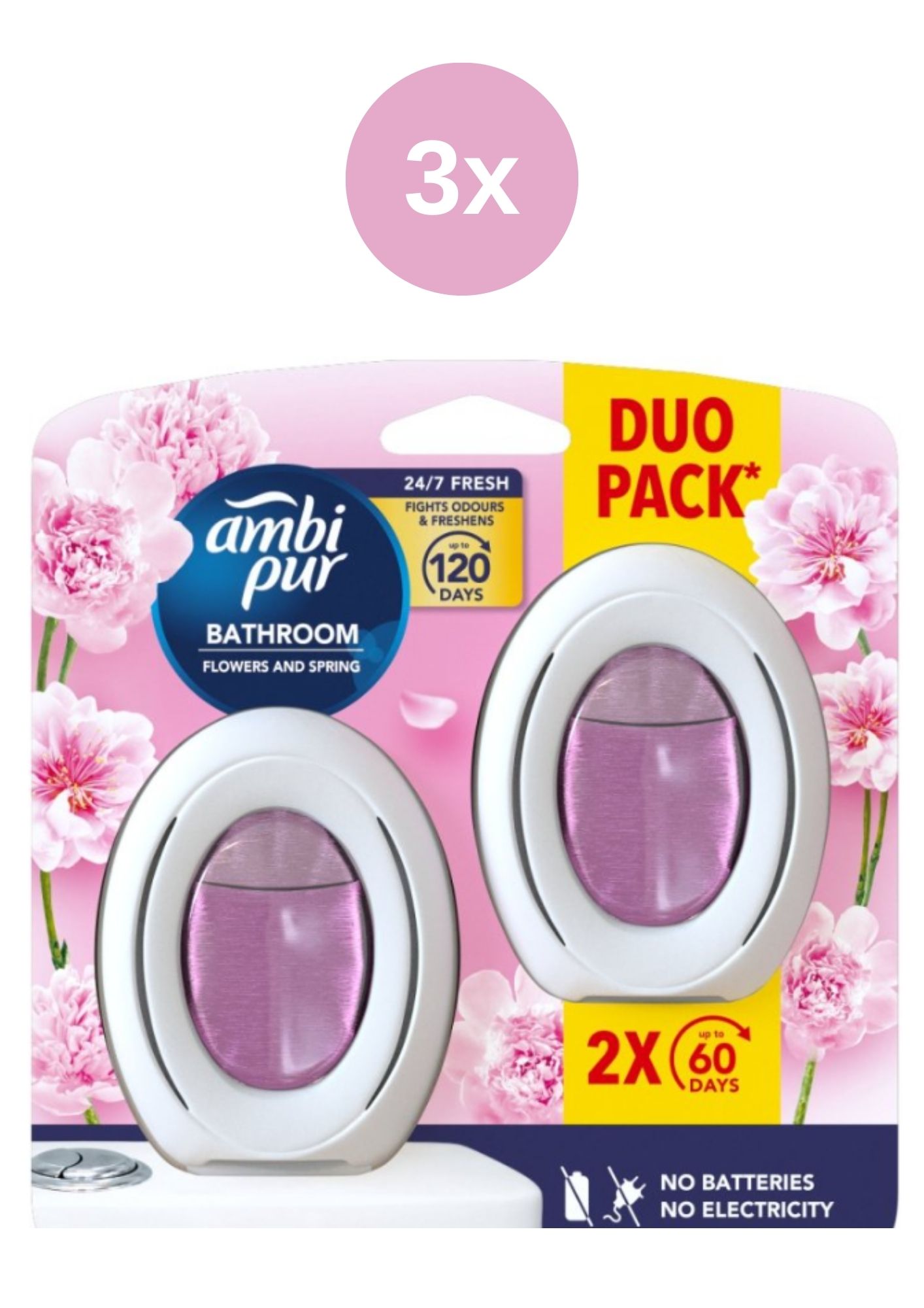 Levně Ambi Pur Bathroom Flowers and Spring Osvěžovač Vzduchu 3x2 ks/bal.