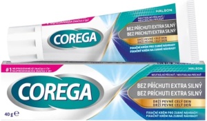 Levně Corega bez příchuti extra silný fixační krém na zubní náhrady 40 g