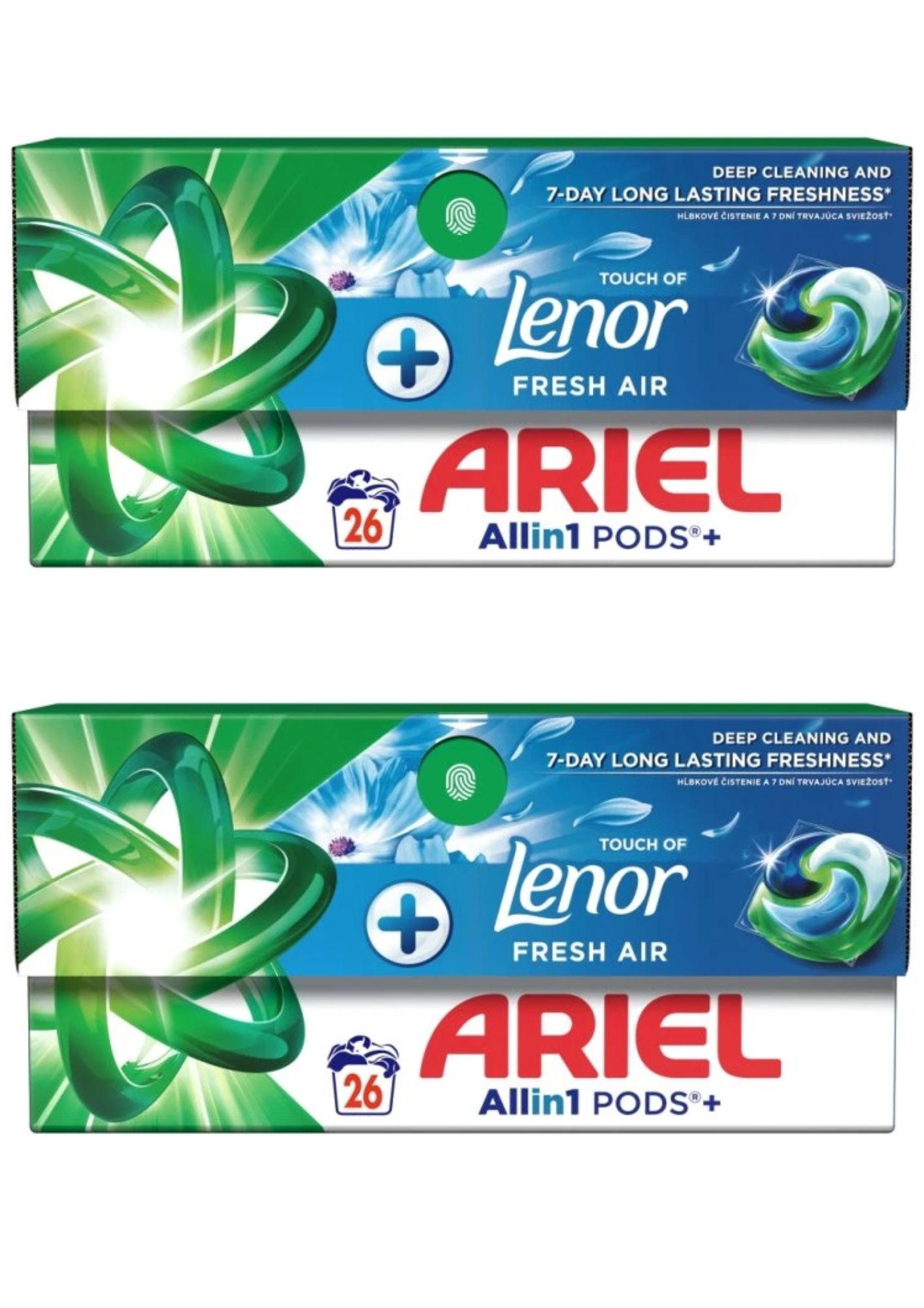 Levně Ariel Plus kapsle Fresh Air krabice 2x26ks