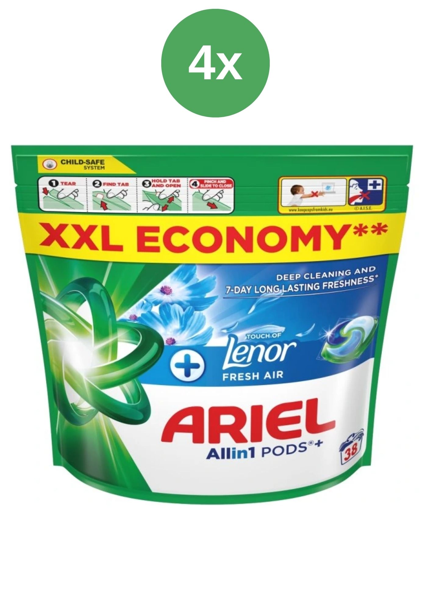 Levně Ariel Plus kapsle Fresh Air sáček 4x38ks