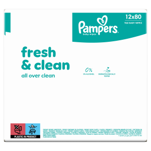 Levně Pampers Fresh Clean Baby dětské čisticí ubrousky 12 x 80 ks