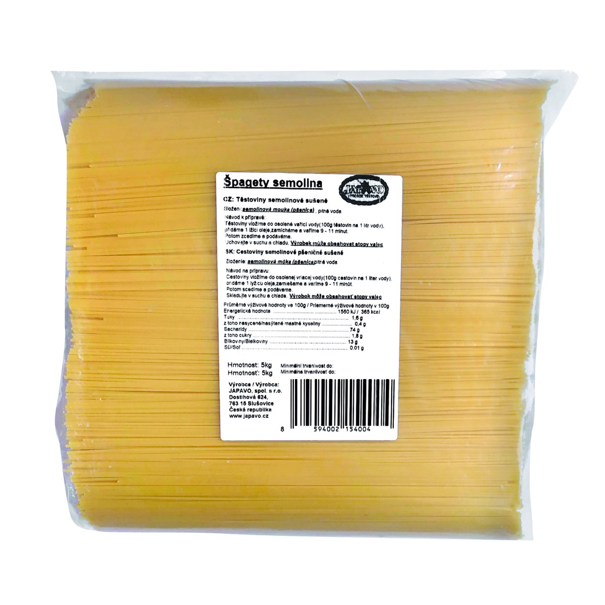 JAPAVO Špagety semolinové 5 kg