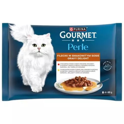 Gourmet Perle Cat kapsička Gravy Delight maso (Multipack 4 x 85 g)