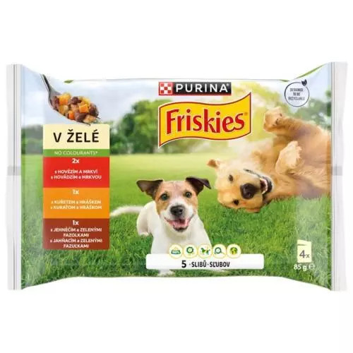 Levně Friskies kapsička mp adult hovězí/kuře/jehněčí v želé @4x85g